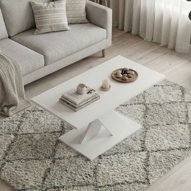 Marcello Megapap melamine coffee table in white color 110x55x47cm.