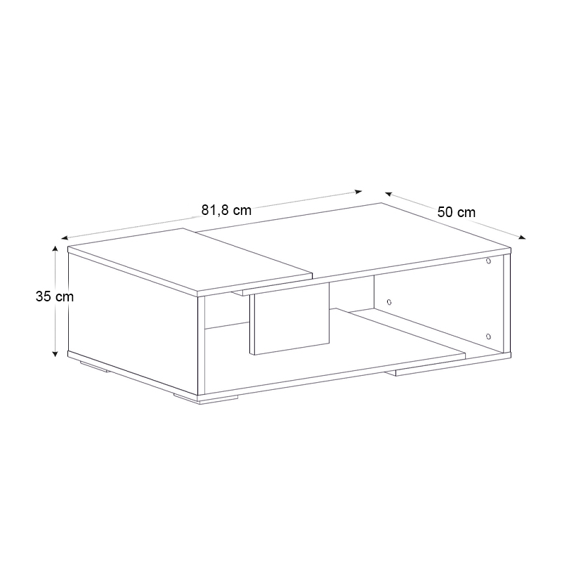 Mareta Megapap melamine coffee table in white - walnut color 81,8x50x35cm.