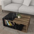 Mareta Megapap melamine coffee table in black marble - walnut color 81,8x50x35cm.