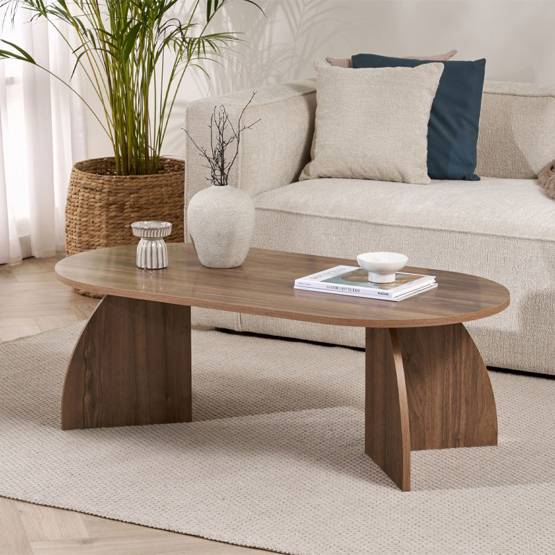 Melina Megapap melamine coffee table in walnut color 120x60x40cm.
