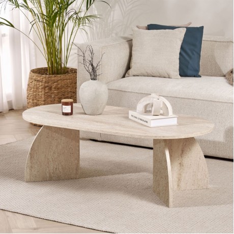 Τραπεζάκι σαλονιού Melina Megapap χρώμα travertine 120x60x40εκ.
