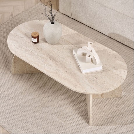 Τραπεζάκι σαλονιού Melina Megapap χρώμα travertine 120x60x40εκ.