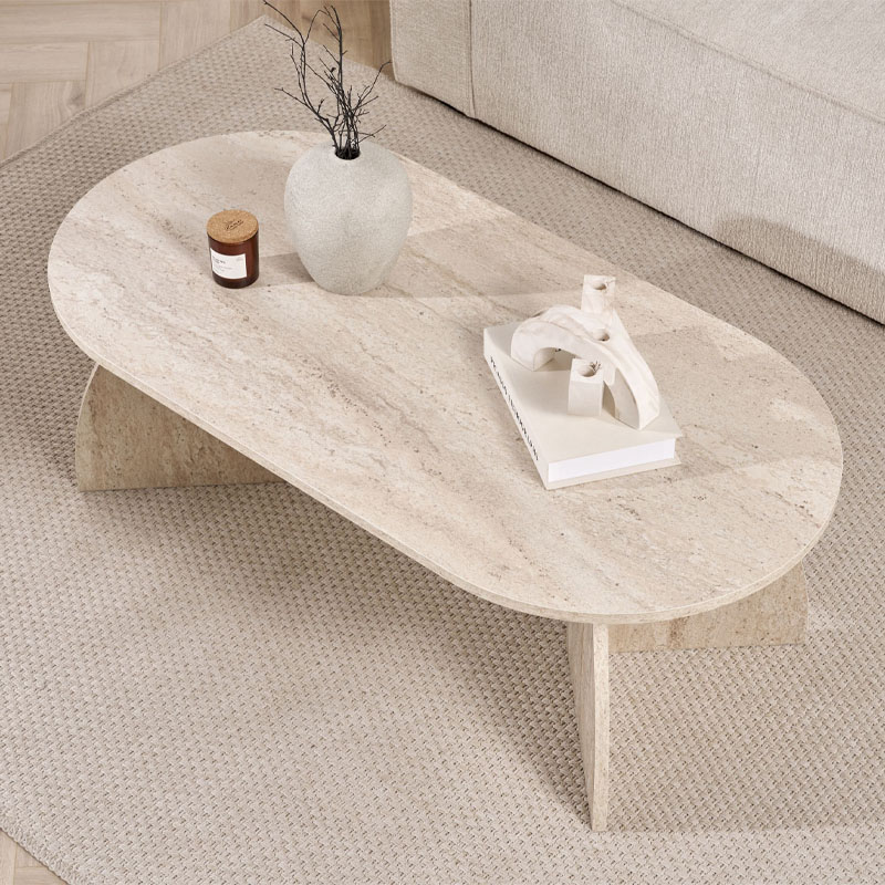 Τραπεζάκι σαλονιού Melina Megapap χρώμα travertine 120x60x40εκ.