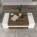 Τραπεζάκι σαλονιού Nora Megapap χρώμα λευκό - καρυδί 110x60,6x31εκ.