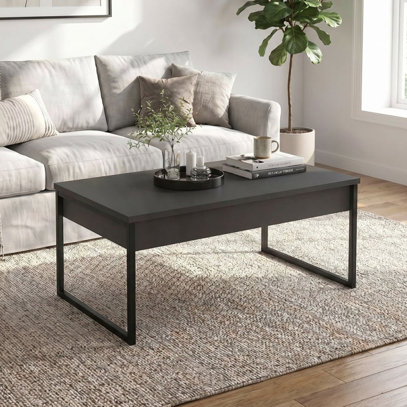 Orontes Megapap melamine coffee table in anthracite color 90x56.6x40cm.