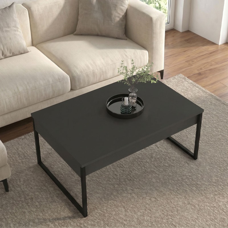 Orontes Megapap melamine coffee table in anthracite color 90x56.6x40cm.