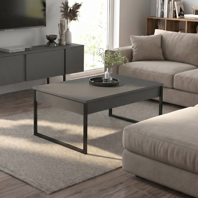 Orontes Megapap melamine coffee table in anthracite color 90x56.6x40cm.