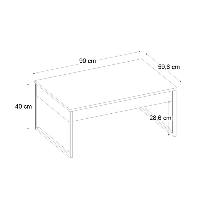 Orontes Megapap melamine coffee table in anthracite color 90x56.6x40cm.