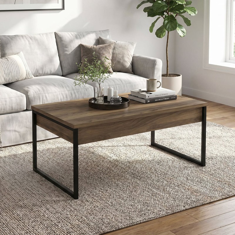 Orontes Megapap melamine coffee table in walnut color 90x56.6x40cm.