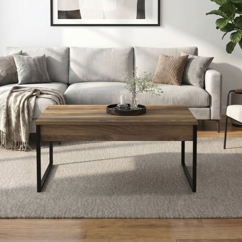 Orontes Megapap melamine coffee table in walnut color 90x56.6x40cm.
