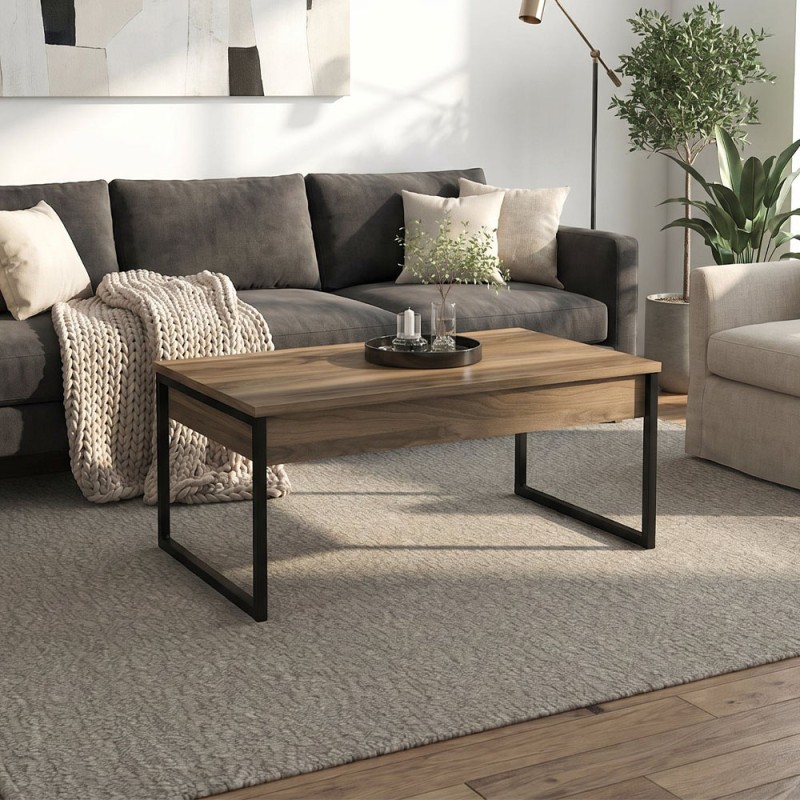 Orontes Megapap melamine coffee table in walnut color 90x56.6x40cm.