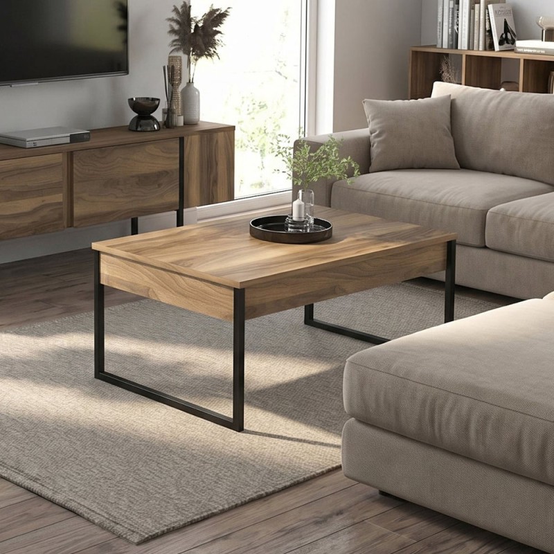 Orontes Megapap melamine coffee table in walnut color 90x56.6x40cm.