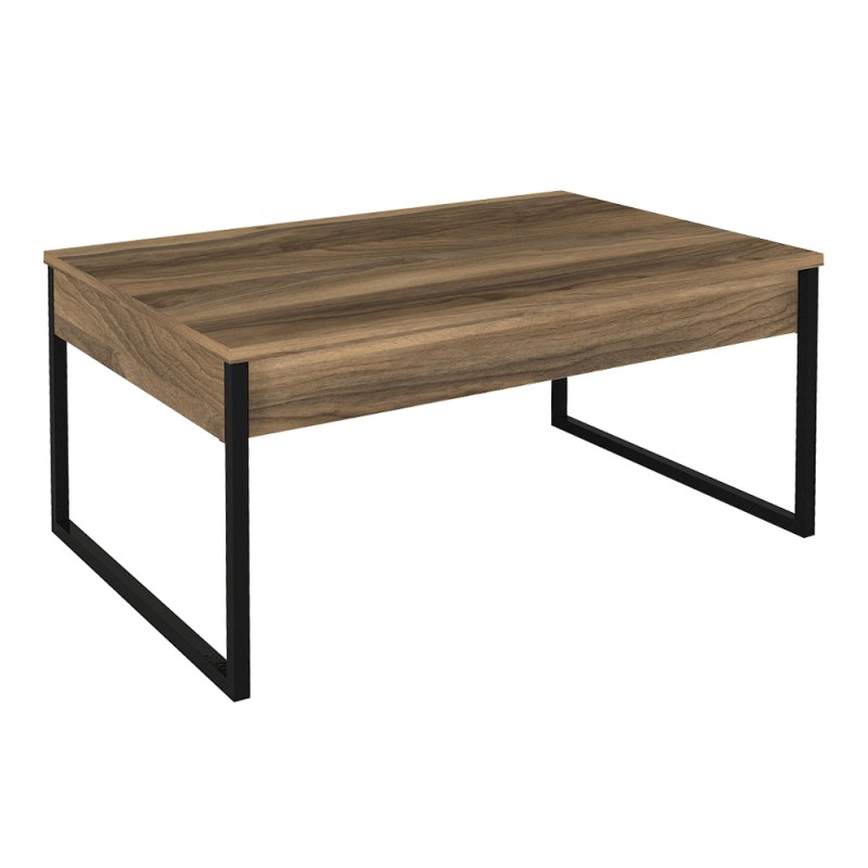 Orontes Megapap melamine coffee table in walnut color 90x56.6x40cm.