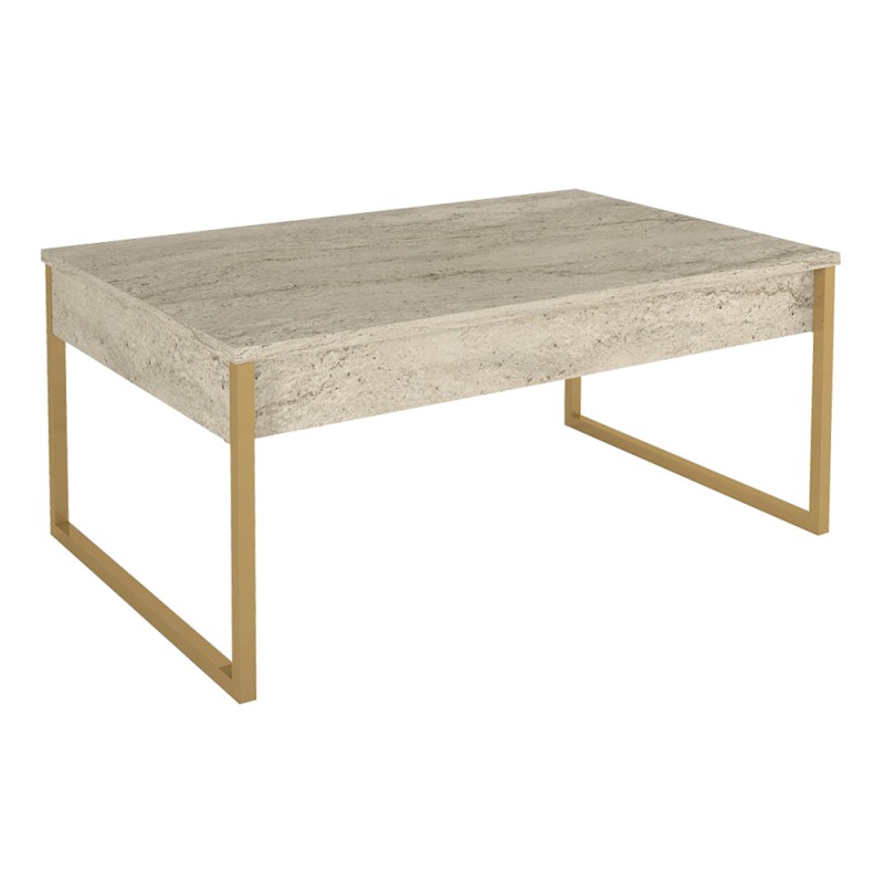 Orontes Megapap melamine coffee table in travertine - gold color 90x56.6x40cm.
