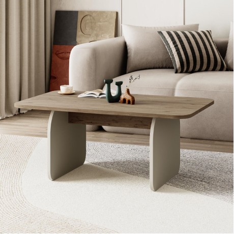 Τραπεζάκι σαλονιού Pietra Megapap χρώμα sepet oak - sandstone 100x60x41,8εκ.