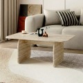 Τραπεζάκι σαλονιού Pietra Megapap χρώμα travertine 100x60x41,8εκ.