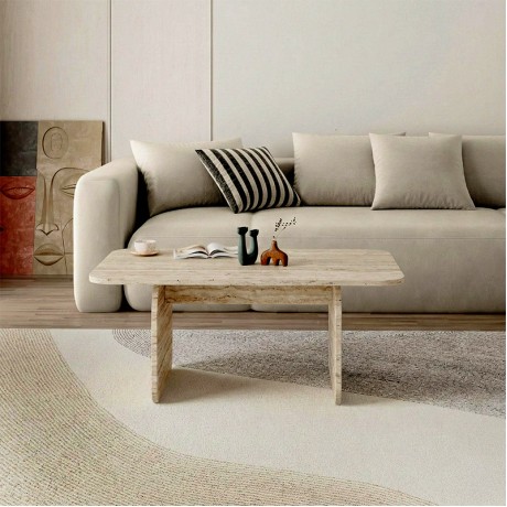 Pietra Megapap melamine coffee table in travertine color 100x60x41.8cm.