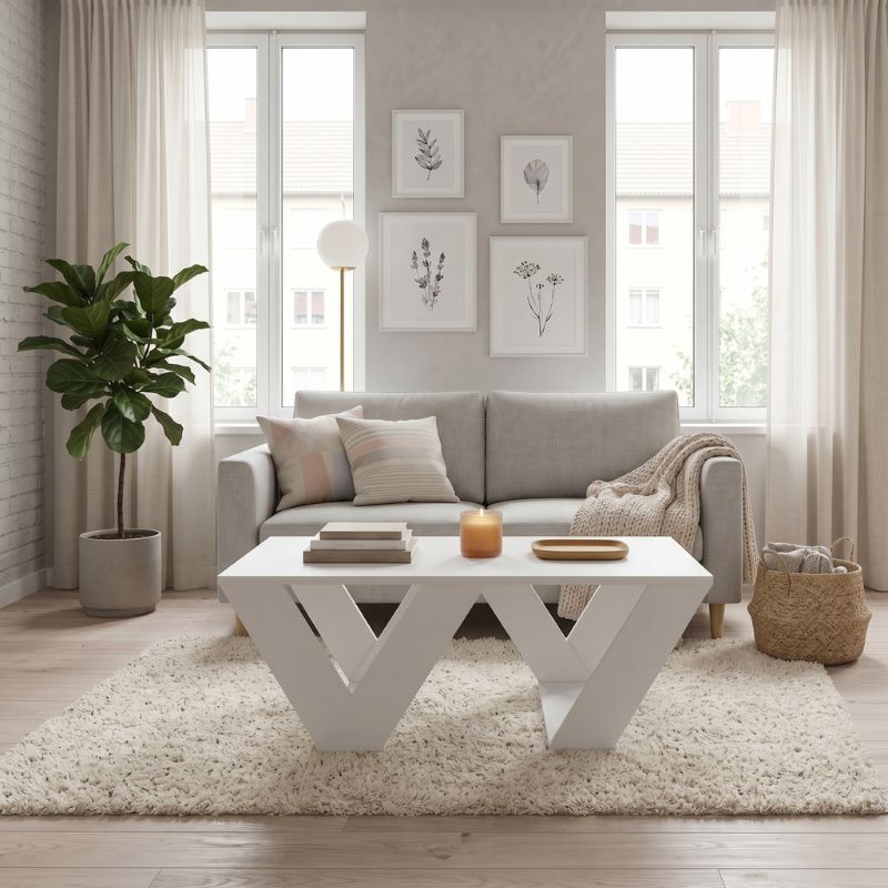 Pipra Megapap melamine coffee table in white color 110x60x40cm.