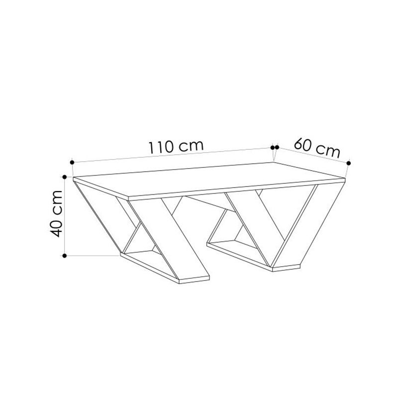 Pipra Megapap melamine coffee table in white color 110x60x40cm.