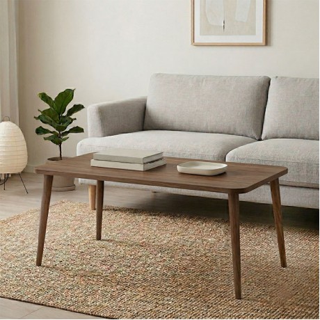 Plane Megapap melamine coffee table in walnut color 90x55x41cm.