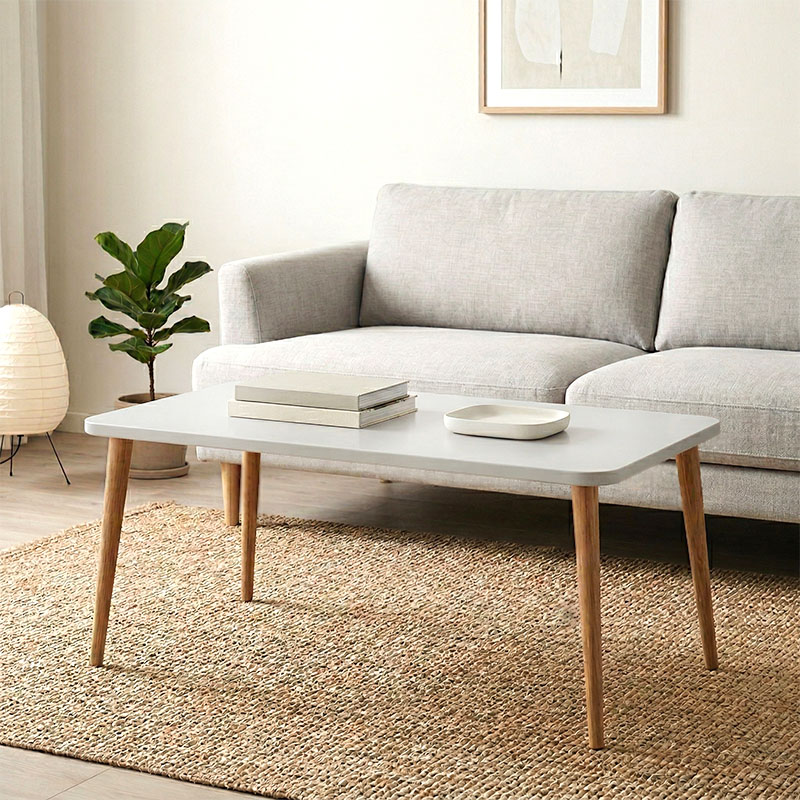 Plane Megapap melamine coffee table in white color 90x55x41cm.