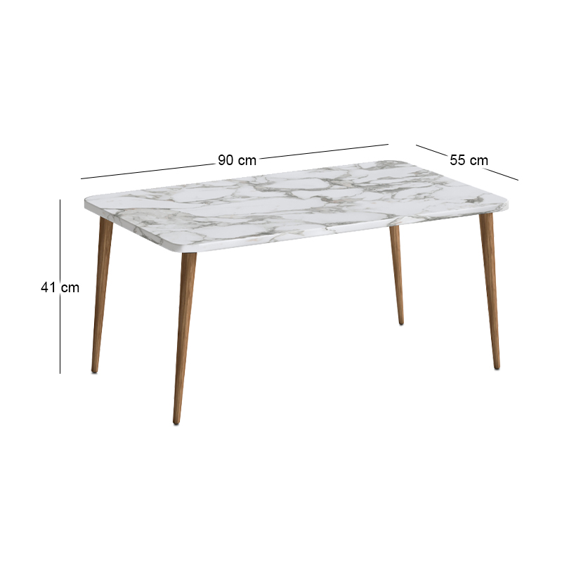 Plane Megapap melamine coffee table in white marble effect color 90x55x41cm.