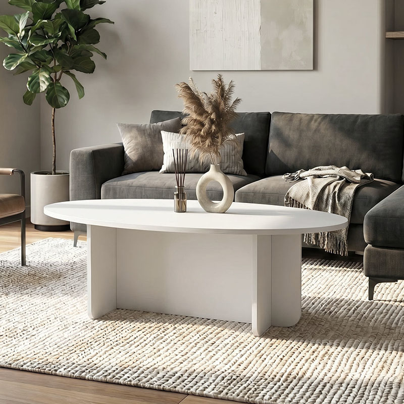 Ravey Megapap melamine coffee table in white color 120x60x39.8cm.