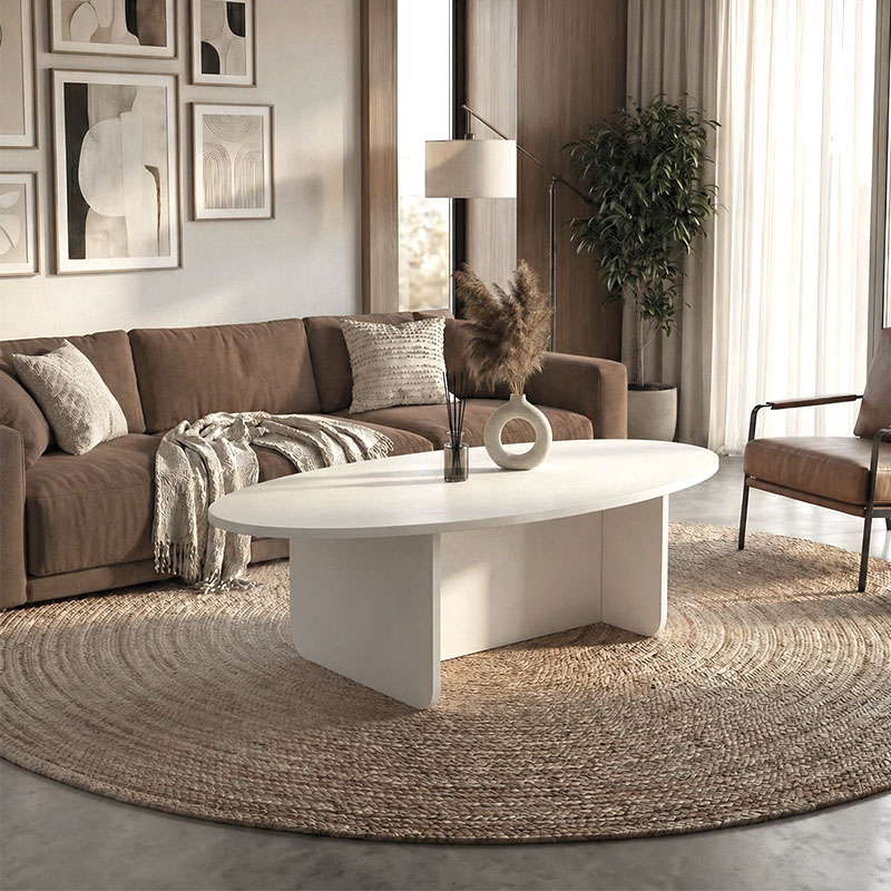 Ravey Megapap melamine coffee table in white color 120x60x39.8cm.