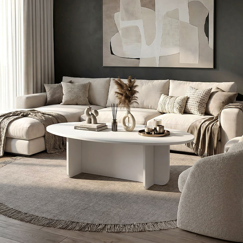 Ravey Megapap melamine coffee table in white color 120x60x39.8cm.