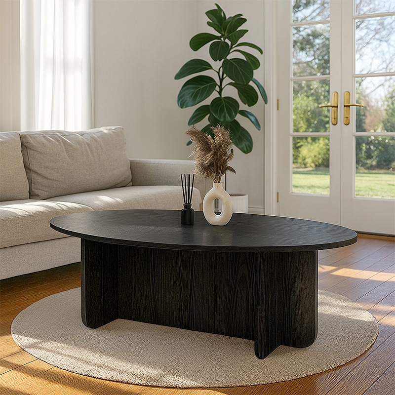 Ravey Megapap melamine coffee table in sencron black color 120x60x39.8cm.