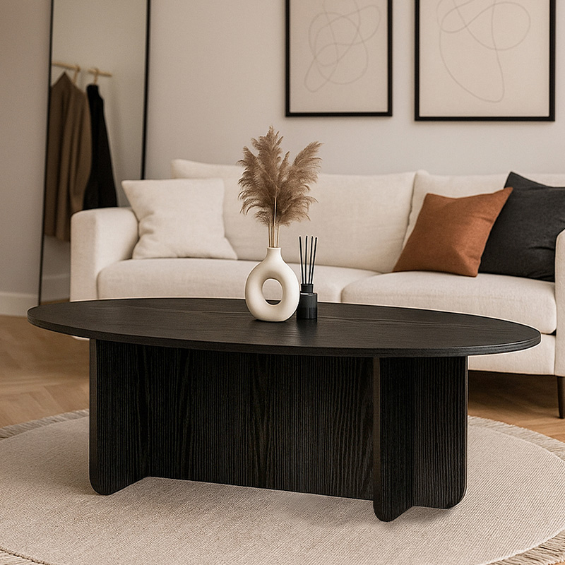 Ravey Megapap melamine coffee table in sencron black color 120x60x39.8cm.