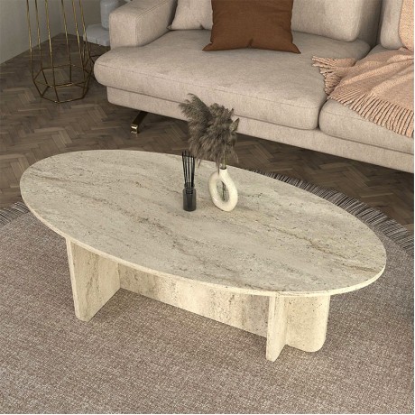 Τραπεζάκι σαλονιού Ravey Megapap χρώμα travertine 120x60x39,8εκ.