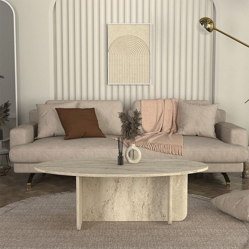 Τραπεζάκι σαλονιού Ravey Megapap χρώμα travertine 120x60x39,8εκ.