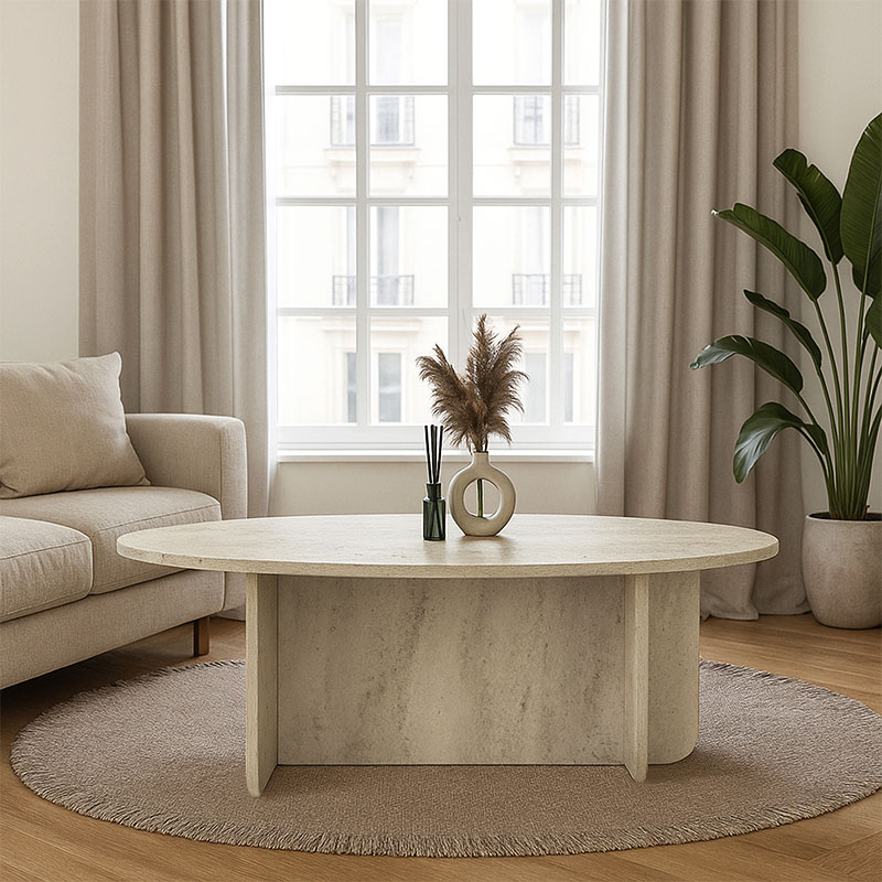 Τραπεζάκι σαλονιού Ravey Megapap χρώμα travertine 120x60x39,8εκ.