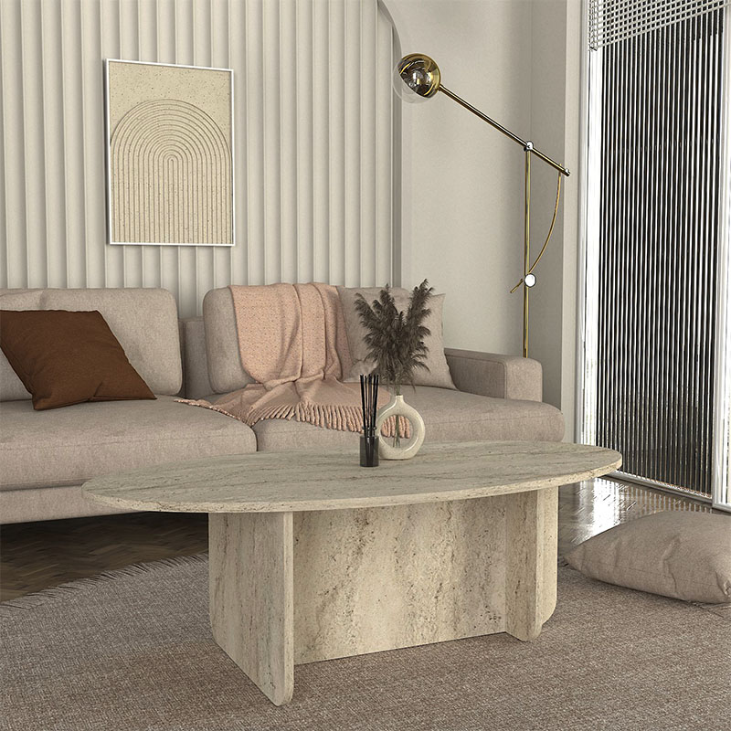 Τραπεζάκι σαλονιού Ravey Megapap χρώμα travertine 120x60x39,8εκ.