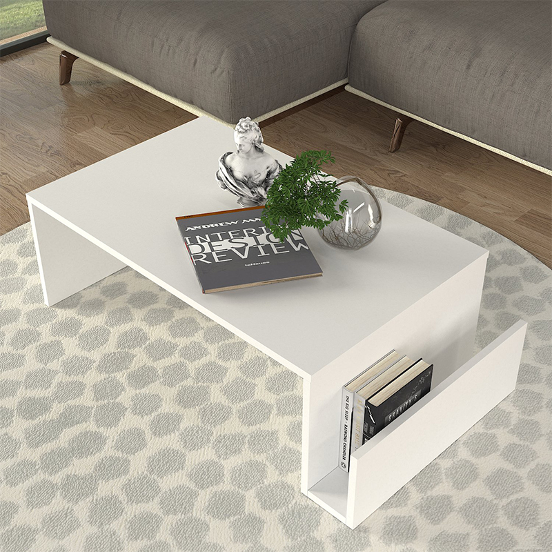 Regnar Megapap melamine coffee table in white color 100.6x55x31.8cm.