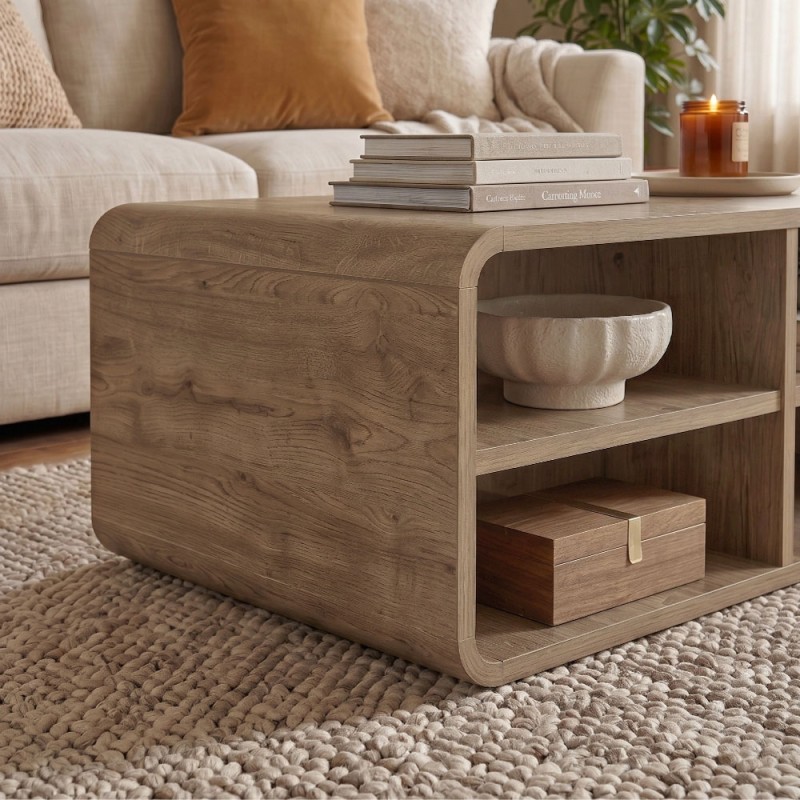 Rovel Megapap melamine coffee table in sepet oak color 80.3x50x32.5cm.