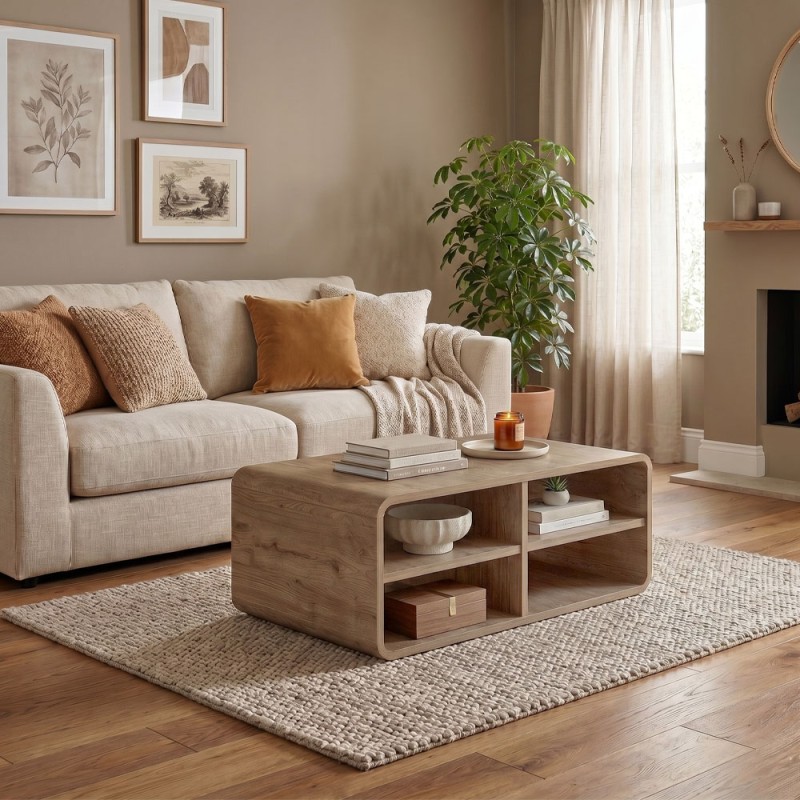 Rovel Megapap melamine coffee table in sepet oak color 80.3x50x32.5cm.