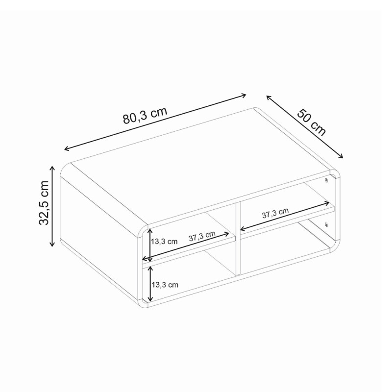 Rovel Megapap melamine coffee table in sepet oak color 80.3x50x32.5cm.
