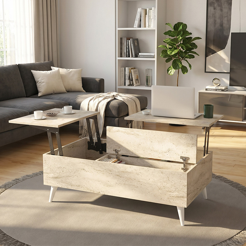 Roy Megapap coffee table with melamine polymorphic travertine color 121x69x40cm.