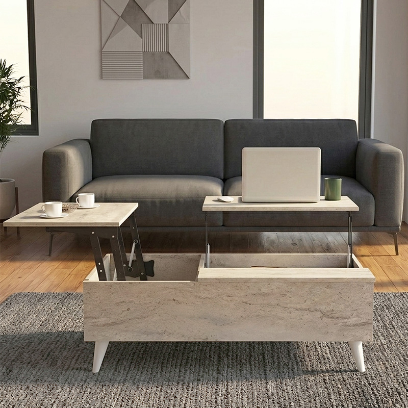 Roy Megapap coffee table with melamine polymorphic travertine color 121x69x40cm.