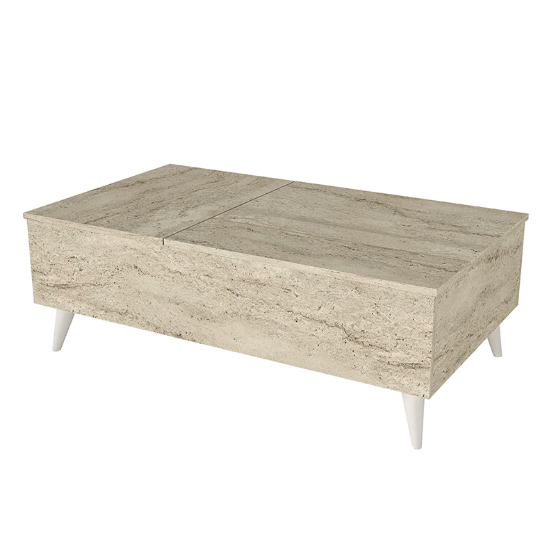Roy Megapap coffee table with melamine polymorphic travertine color 121x69x40cm.