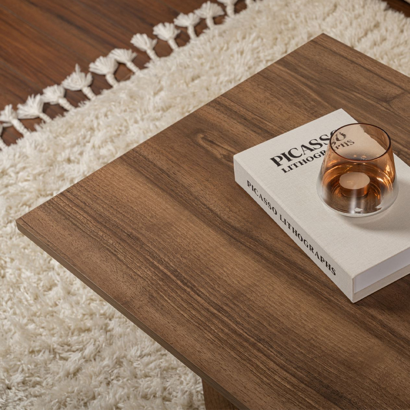 Sabin Megapap melamine coffee table in walnut color 119x60x40cm.