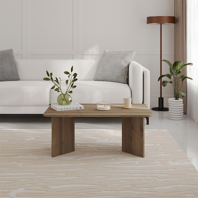 Sam Megapap melamine coffee table in light walnut color 100x60x41.8cm.
