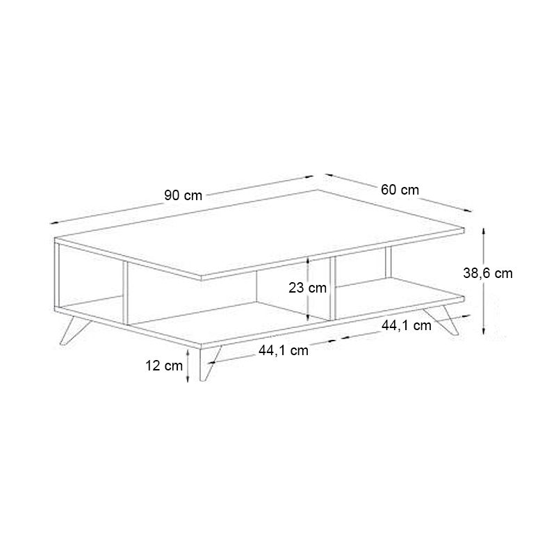 Sedra Megapap melamine coffee table in white color 90x60x38,6cm.