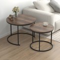 Hilal Megapap melamine - metal coffee table in smoked walnut color Ø66x49,5cm.