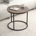 Hilal Megapap melamine - metal coffee table in smoked walnut color Ø66x49,5cm.