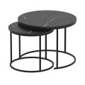 Hilal Megapap melamine - metal coffee table in black marble effect color Ø66x49,5cm.