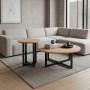 Τραπεζάκι σαλονιού σετ 2 τμχ Mesa Megapap χρώμα sapphire oak Ø90x35,5εκ.
