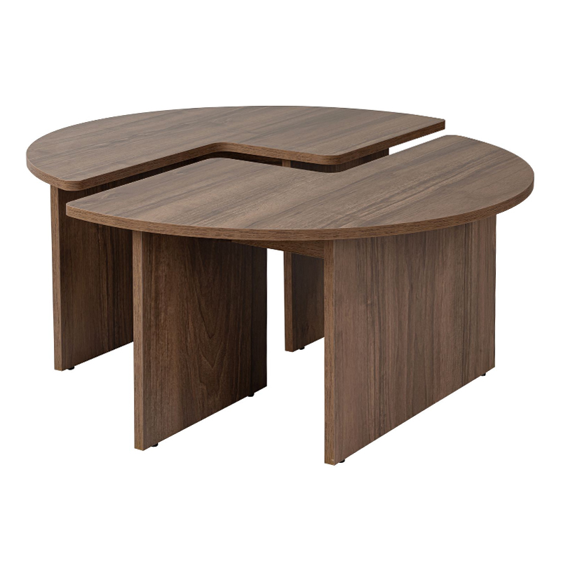 Moira Megapap melamine coffee table in walnut color Ø90x41cm.